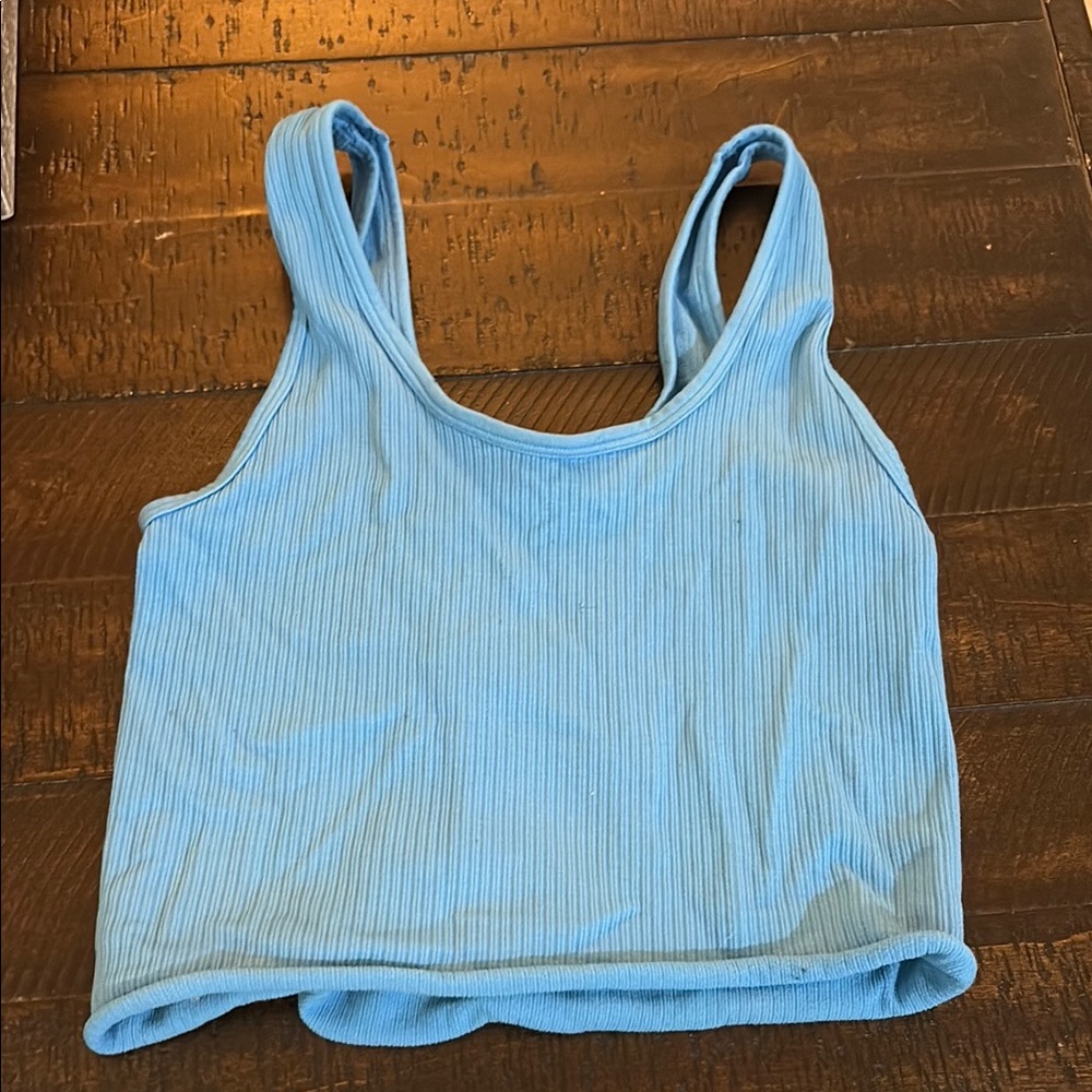 a new day Blue Ribbed Tank Top